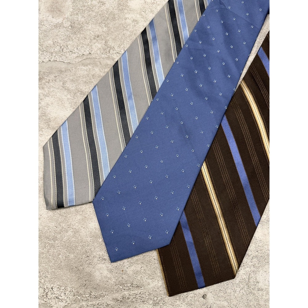 Van Heusen 100% Silk Tie Mens One Size Multicolor Striped Set Of 3 Necktie